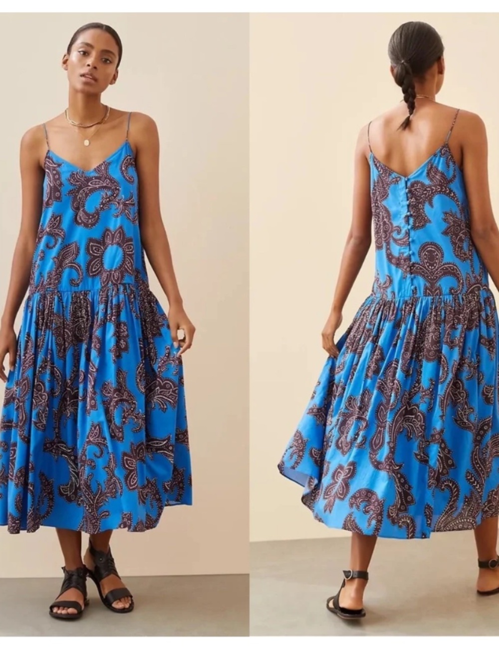 Anthropologie Atsu Blue Paisley Dress - M